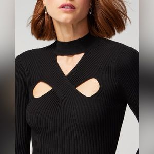 NWT WHBM 3/4 Sleeve Cutout Mockneck Pullover